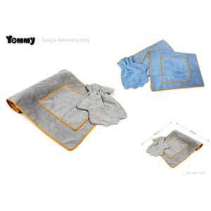 Toalla de baño para mascotas Yommy de 78x55cm con guantes y bolsillos para mascotas - Product Image 1