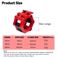 Accessoires de fitness : Colliers de serrage pour haltères, verrous de barre 25mm 28mm 30mm, colliers de serrage en plastique pour barre d'haltères à dégagement rapide