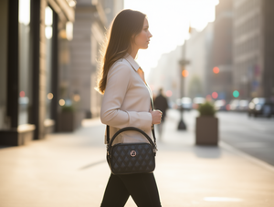 Borsa a Tracolla da Donna in Microfibra Sintetica, Motivo Trapuntato, Chiusura con Cerniera, Cinghia Singola, Per Tutte le Stagioni - Product Image 2