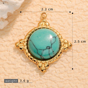 จี้ห้อยคอ/กำไลข้อมือสไตล์วินเทจ ไม่ลอก ไม่ดำ ชุบทอง 14k 18k ทำจากสแตนเลสสตีล 316L ประดับด้วยเทอร์ควอยซ์ สำหรับทำเครื่องประดับ - Product Image 5