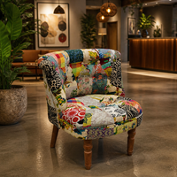 Fauteuil Kantha en gros, directement de l'usine, fauteuil d'appoint, canapé simple, tissu patchwork, style bohème, fait main, pieds en bois, OEM ODM