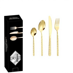 16/24Pcs Embossed Handle Gold Stainless Steel Cutlery Set Luxury Mirror Polished Flatware Spoon Fork Knife Tableware Set For Wed - Product Image 4