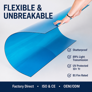 Plaque solide en polycarbonate ignifuge EN 13501 B-S1 D0 4 mm transparente pour vitrage <span class=keywords><strong>de</strong></span> bâtiment commercial, isolation thermique pour lucarne - Product Image 2