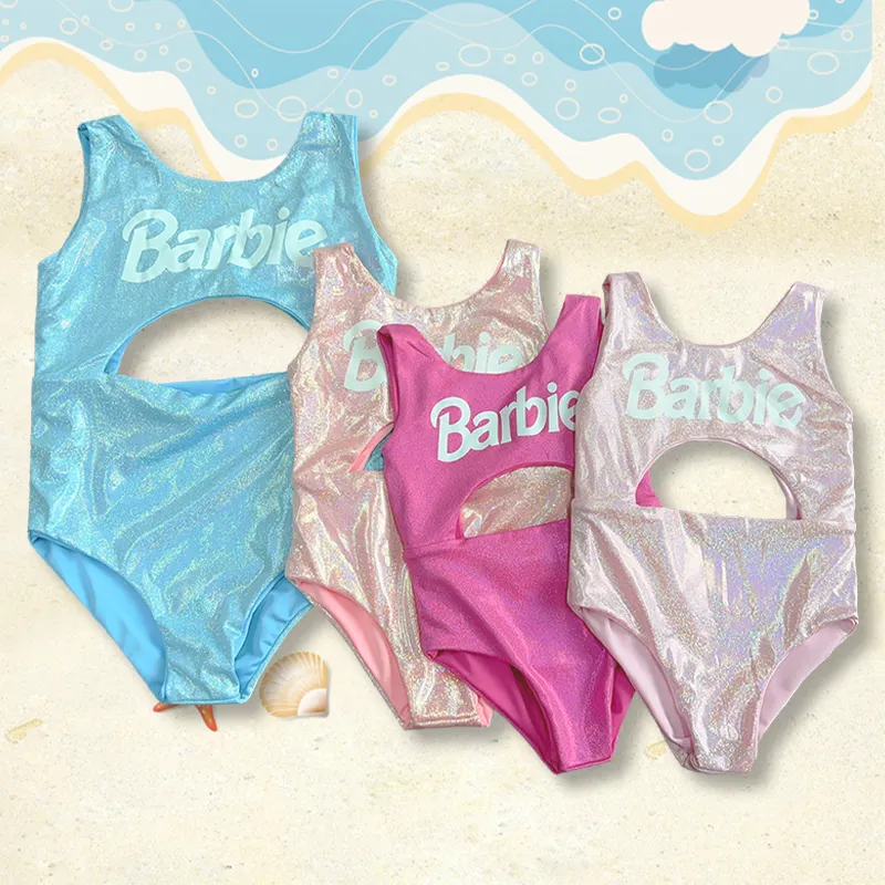 Mode Shinny Meisjes Badpakken Zomer Kleine Meisjes Badkleding Roze Tweedelig Schattig Kids Badpak