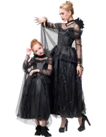 TV & Film Penyihir Hitam Kostum Anak Wanita Halloween Gaun Tutu Ajaib Ibu dan Me Gaun Mewah Mewah dengan Jubah