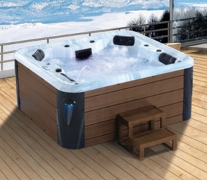 Bồn tắm nước nóng Spa ngoài trời 4 người hiện đại cho khách sạn, thiết kế vuông độc lập, di động với thang miễn phí - Product Image 3