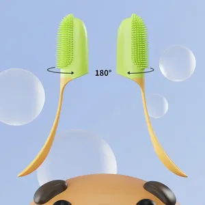 Meubles de camping <span class=keywords><strong>pour</strong></span> animaux de compagnie en silicone souple - Brosse à dents <span class=keywords><strong>pour</strong></span> <span class=keywords><strong>chien</strong></span>/chat d'extérieur avec poignée confortable, soin de la <span class=keywords><strong>mauvaise</strong></span> <span class=keywords><strong>haleine</strong></span>, fournitures de nettoyage des dents - Product Image 4