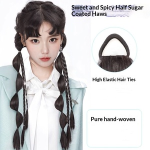 <span class=keywords><strong>Trecce</strong></span> <span class=keywords><strong>per</strong></span> capelli da ragazza, a coda di cavallo bassa, lunghe, con effetto naturale e stile dolce e cool, stile Lisa, doppie code di cavallo, <span class=keywords><strong>trecce</strong></span> da boxe alte - Product Image 3