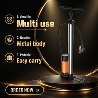 Pompe à air manuelle multi-usage, outil de gonflage manuel pour vélos, scooters, motos, pneus de voiture et ballons de sport
