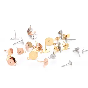 316L Stainless Steel Earring Stud Component Vacuum Ion Plating DIY & different size for choice more colors for choice 1558638