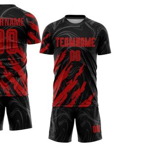Ensemble de maillot de football Dynamic Brush Stroke à manches courtes, respirant, séchage rapide, uniforme d'entraînement, chemise et short pour hommes et jeunes - Product Image 2