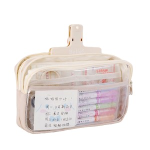Trousse à crayons en toile avec fermeture éclair, grande capacité, transparente, pour l'école et le bureau - Product Image 3
