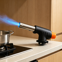 Chalumeau à gaz portable avec allumage piézo, flamme réglable, outil de chauffage manuel pour barbecue, cuisson, camping
