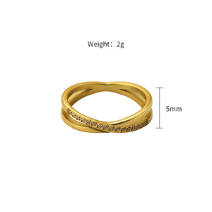 Cross <b>Stud</b> Diamond Ring For Women 316 <b>Titanium</b> Steel Gold Geometric Design Gift Jewelry - Product Image 4