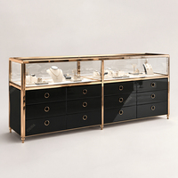 Vitrine de magasin de bijoux en verre moderne, meuble de présentation, comptoir avec éclairage LED, finition dorée pour centres commerciaux de luxe