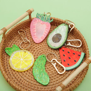 Cá nhân bơ, dâu tây, dưa, chanh, dưa hấu trái cây mùa hè Túi quyến rũ Keychain trái cây hình Keychain bán buôn - Product Image 1