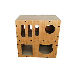 חתול חיצוני מודרני שריטות קן דפוס מוצק גלי מחמד עץ בית עץ לחיות מחמד - Product Image 5