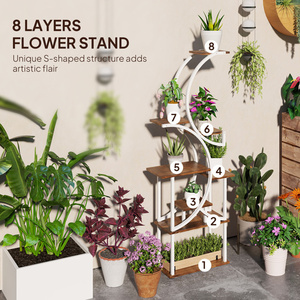 Support à fleurs moderne Db Home Decor en bois pour salon, présentoir de plantes d'intérieur au design irrégulier, à poser au sol - Product Image 6