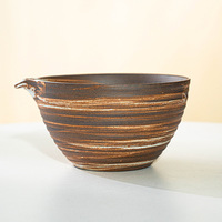 Bol à matcha en poterie rustique avec bec verseur, accessoires de service à thé en céramique, support pour fouet à thé, style japonais, luxe léger, rétro, art de la cérémonie du thé