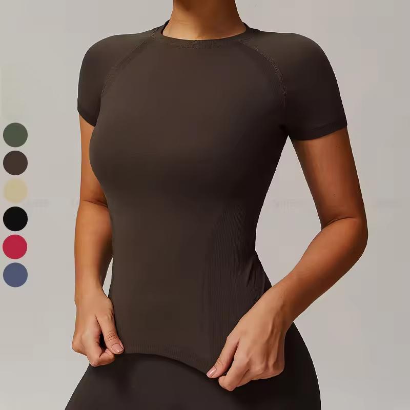 Women's New Seamless Activewear Fitness Crop Top Slim Fit Breathable Yoga Short Sleeve Sports T-shirt