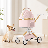 Poussette pliable de luxe pour animaux de compagnie 2-en-1, chariot pour chien et chat, panier amovible 360° °   Roues pivotantes personnalisées OEM