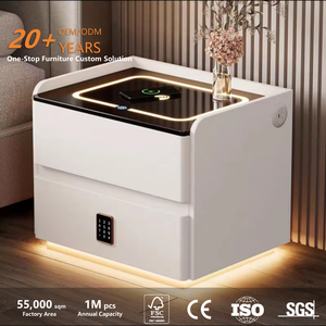 Modern Luxury Smart Nightstand With Wireless Charging Bluetooth Speaker <strong>LED</strong> Light Fingerprint Lock <strong>Bedside</strong> <strong>Table</strong> for Bedroom - Product Image 2