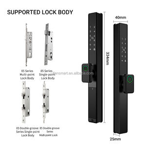 กุญแจล็อคประตูอัจฉริยะอลูมิเนียมกันน้ำระดับ IP67, ระบบล็อคดิจิตอล Tuya Wi-Fi รองรับการตรวจสอบสองชั้นสำหรับประตูบานเลื่อนกระจกแบบ KFC - Product Image 6