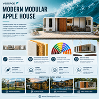 Villa modulaire de luxe fabriquée en Chine, structure en acier préfabriquée, entièrement meublée, pod de glamping avec cuisine et chambre