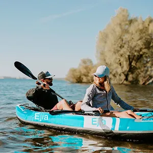 EJIA Inflatable Kayak 2-Person Set Factory Price For Fishing Sit In Foot Pedal Kayak With Rudder
