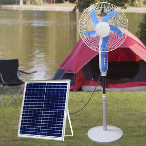 Qinyang Ventilateur solaire domestique à double usage de 16 pouces avec hauteur réglable 3 vitesses et éclairage LED <span class=keywords><strong>Charge</strong></span> USB IP65 pour <span class=keywords><strong>jardin</strong></span> - Product Image 4