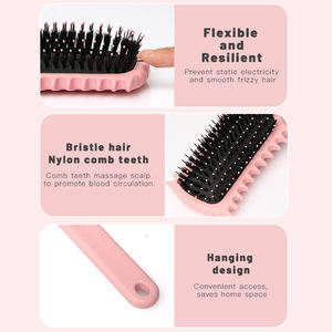 Brosse à cheveux en forme de pagaie Ingrid Curl Styling, démêlante, en paille de blé, massage de la tête, poils en nylon, coussin d'air, définit le style rebondissant - Product Image 6