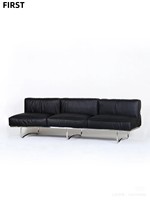 Canapé en cuir et acier inoxydable Le Corbusier LC5 Bauhaus, style mid-century, adapté aux salons et bureaux de différentes tailles