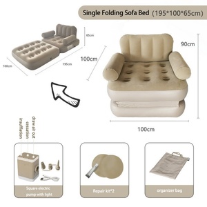 PVC Inflatable Folding <b>Sofa</b> Double Camping Mat Travel Bunk Backrest <b>Beds</b> Folding <b>Single</b> Chair <b>Sofa</b> <b>Bed</b> - Product Image 2