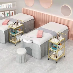 Hot Sale Beauty Bar Small White Gold <b>Tool</b> <b>Cart</b> Luxury Portable Salon Furniture Saloon Trolley <b>Cart</b> with Wheels <b>for</b> Salon Beauty - Product Image 3