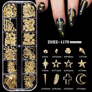 Ornements pour ongles en résine colorée, diamants cassés, diamants à fond plat, diamants ronds japonais, ornementés de mélanges dorés, simples et tridimensionnels. - Product Image 5