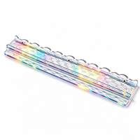 Support de Mahjong en Acrylique Holographique Iridescent en Gros, Règle de Mahjong en Acrylique à Bord Ondulé, Support Personnalisé pour Tuiles de Mahjong en Acrylique