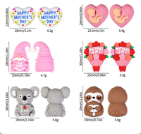 Perles en vrac en silicone PVC 3D plates, en forme de cœur et de rose, motif dessin animé, pour la fabrication de stylos DIY, nouvelle collection Fête des Mères
