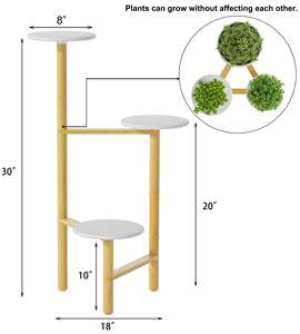 Support à plantes personnalisable à trois niveaux, étagère verticale intérieure/extérieure, présentoir en bambou suspendu. - Product Image 2