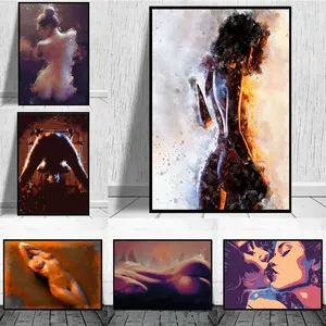 Pintura en Lienzo Personalizada sin Marco de Mujer Desnuda Dorada, Arte Abstracto en Aerosol al Óleo, Decoración Moderna para Pared de Sala de Estar, Dormitorio, Hotel - Product Image 3