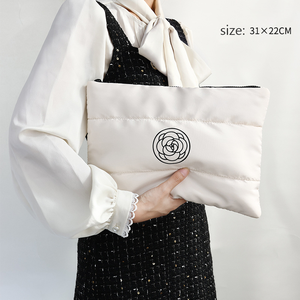 2026Factory Custom Logo Light Weight Down Cotton Nylon Soft Puffer Puffy Travel <strong>Makeup</strong> Pouch Fluffy <strong>Quilted</strong> Cosmetic <strong>Bag</strong> - Product Image 6