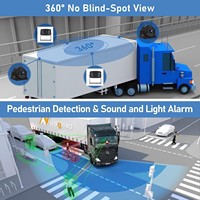 YWX Moniteur Enregistreur MP4 DVR pour Voiture à Écran Partagé 4 Canaux de 10,36 Pouces Avec Caméra de Recul AHD Avant et Arrière pour Camion/Bus/Remorque/VR