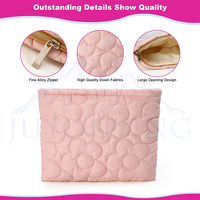 Tas kosmetik Puffer berlapis kapas kuning bunga BAGUS tas Makeup pribadi dengan ritsleting tas perlengkapan mandi disesuaikan untuk wanita