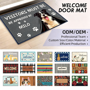 Tapis de bienvenue personnalisé pour animaux de compagnie ODM/OEM, tapis de bienvenue avec slogan personnalisé, tapis de sol antidérapant <span class=keywords><strong>imprimé</strong></span> sur mesure pour porte d'entrée - Product Image 1