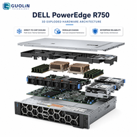Server Enterprise Dell PowerEdge R750 2U Baru, Dual Intel Xeon Scalable Generasi ke-3 Gold Platinum, 2x 300W GPU, Server Komputasi AI