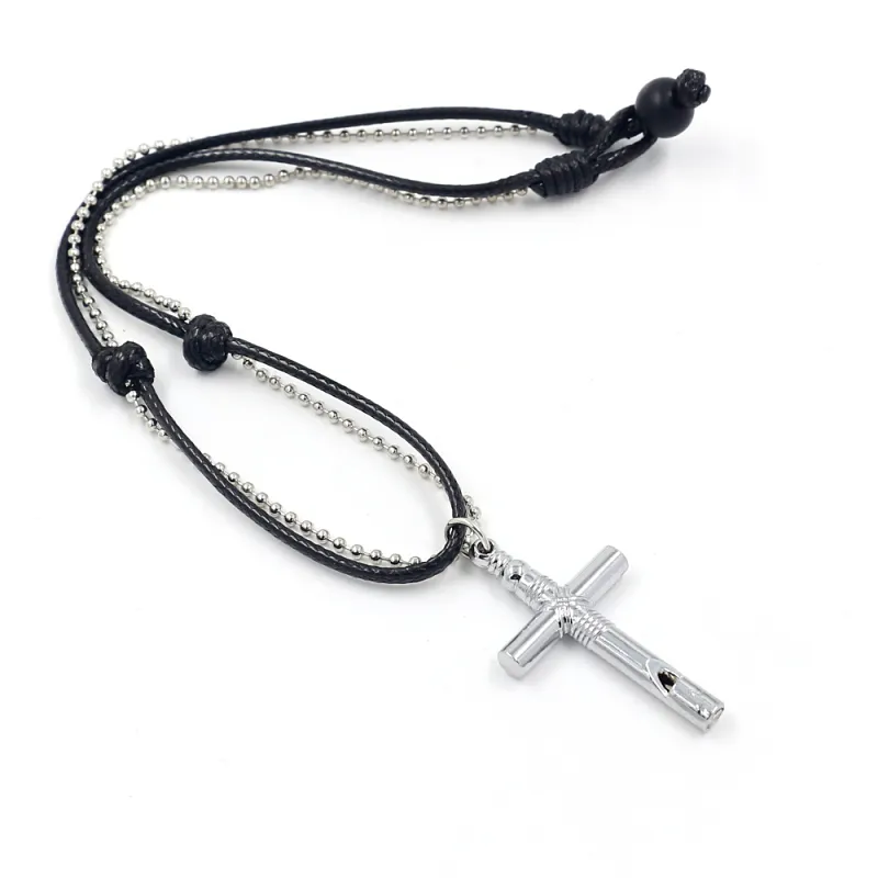 2021 New Creative Handmade Jewelry Boys Accessories Cross Whistle Pendant Necklaces for Men