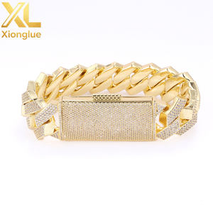 Personalized Hip Hop Jewelry Bling Iced Out 5A Zircon Rhombus Prong Cuban Link Chain Bracelet for <b>Men</b> - Product Image 1