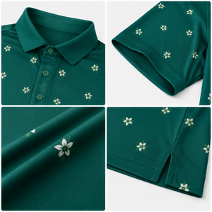 Camiseta de Polo de Golf con Estampado de Trébol Personalizada para Hombre, Ropa de Golf Elástica que Absorbe la Humedad, Fabricante de Marca Privada OEM ODM - Product Image 3
