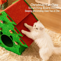 Lit pour chat en feutre 2 en 1, confortable et chaud, avec griffoir et cachette pour chats d'intérieur, maison pour chat