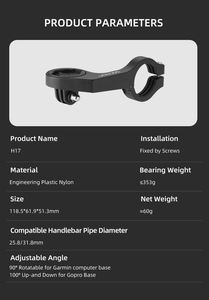 Soporte de navegación GPS para bicicleta, medidor de potencia para ordenador de bicicleta, velocímetro, odómetro, soporte de plástico para <span class=keywords><strong>ciclismo</strong></span> - Product Image 6