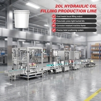 Ligne de production de remplissage d'huile hydraulique personnalisée 20L, haute sécurité, remplissage automatique, bouchage à vis, étiquetage pour produits chimiques industriels